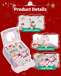 VLANDO 2 Layer Girls Musical Jewelry Box with Ballerina and Large - J.Christmas White - image 3