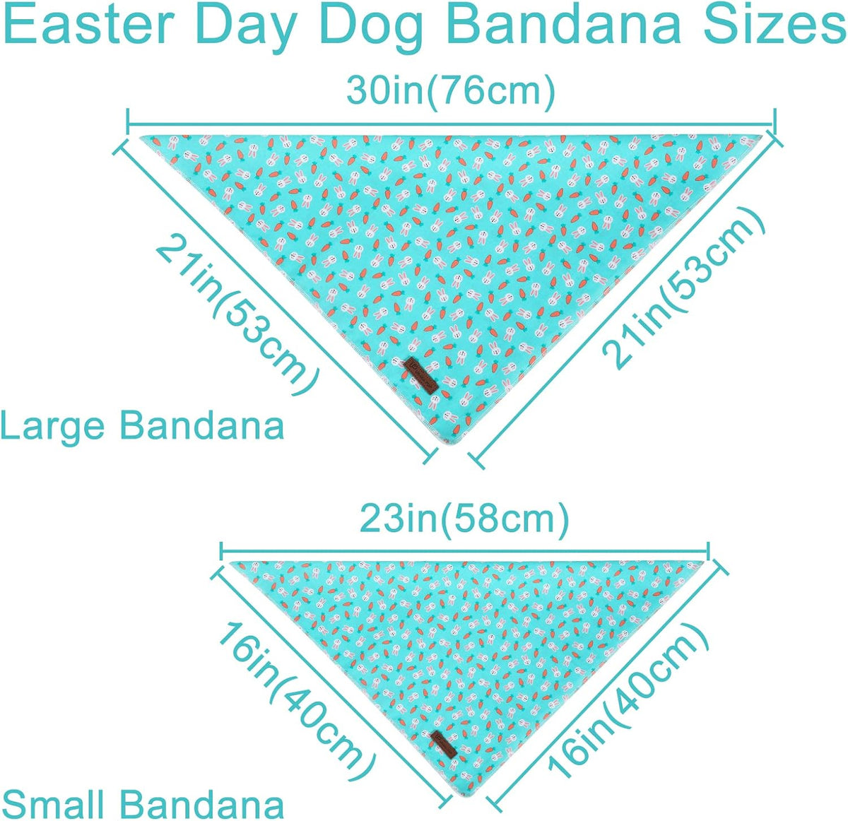 Summer Dog Bandana, UP URARA PUP Strawberry Triangle Bid Scarf for Medium Large Dogs, Cotton - BlueRabbit / L - image 4