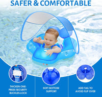 Baby Pool Float with Canopy UPF50+ - Deep Blue / Large - image 3