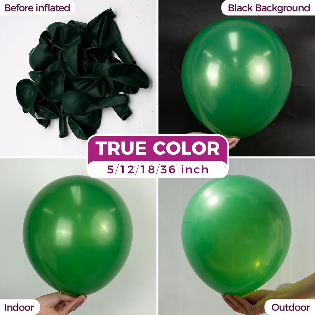 Bezente Assorted Latex Rainbow Balloons 100 Pack 12 inch – Fun for Kids & Family - 11-green-g97 / 18inch (Large) - image 2