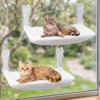 2 Pack Cat Window Perch,Cat Window Hammock Cordless Foldable Window Bed with 4 Large Strong Suction - White Cover