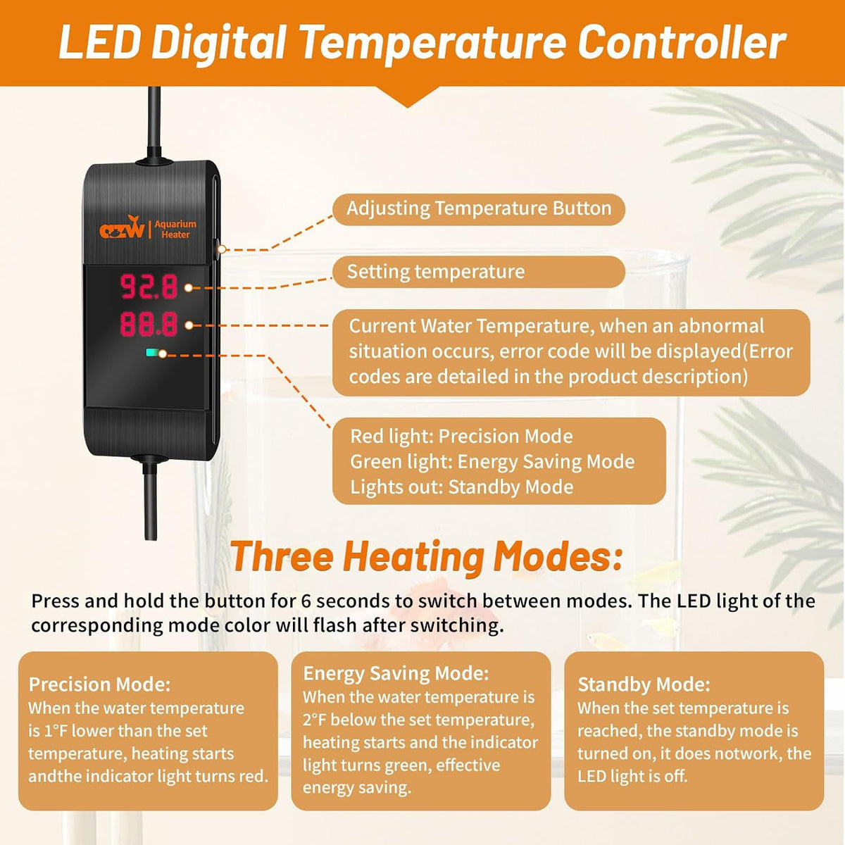 azw 800W Aquarium Heater for 110‑250 Gal - L - image 3