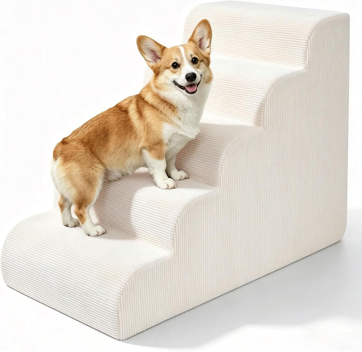 Dog Stairs for Bed & Couch, 18" H 4-Step Pet Ramp for Small Dogs - Beige / 5 / Standard 23" Height
