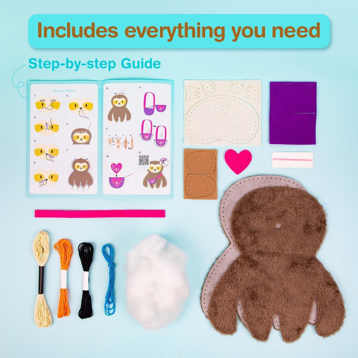 Avenir My First Sewing Kit for kids with a finished unicorn plush and pre-cut fabric pieces - view 13