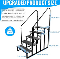 RV Stairs 5 Step Ladder, RV Steps Anti-Slip, Hot Tub Steps with Handrail, 660 lbs RV Ladder for 5th Wheel RV, Mobile Home Stairs（2 Handrails