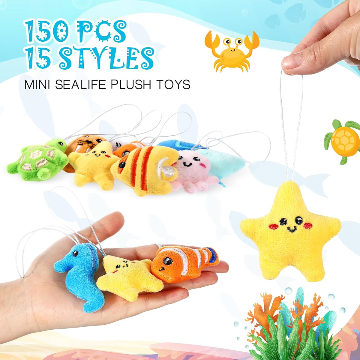 Libima 150 Pcs Mini Stuffed Animals Keychain, Plush Toys - 150 / Sea Life - image 2