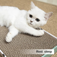 PAWSFANS Cat Scratcher Cardboard Scratch Pad with Box Durable Corrugate Scratching Kitty Sofa Lounge Bed Reversible Catnip Included for Indoor Cats,Large(Box, 1pcs)