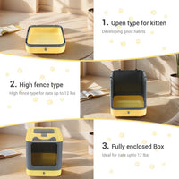 Foldable Enclosed Cat Litter Box with Lid, for Kitten to Medium - Yellow&Grey - image 3