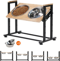 Adjustable Height Pet Feeder Stand with 2 Dishwasher-Safe Stainless