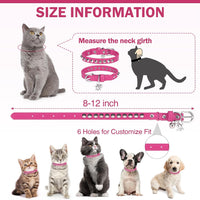 Leather Cat Collar, Breakaway Kitten Collars with Bell, Black – Essentials for Small Pets - Rose_Studded / 8"-12" Cats / Mini Dogs(Pack of 1) - image 4