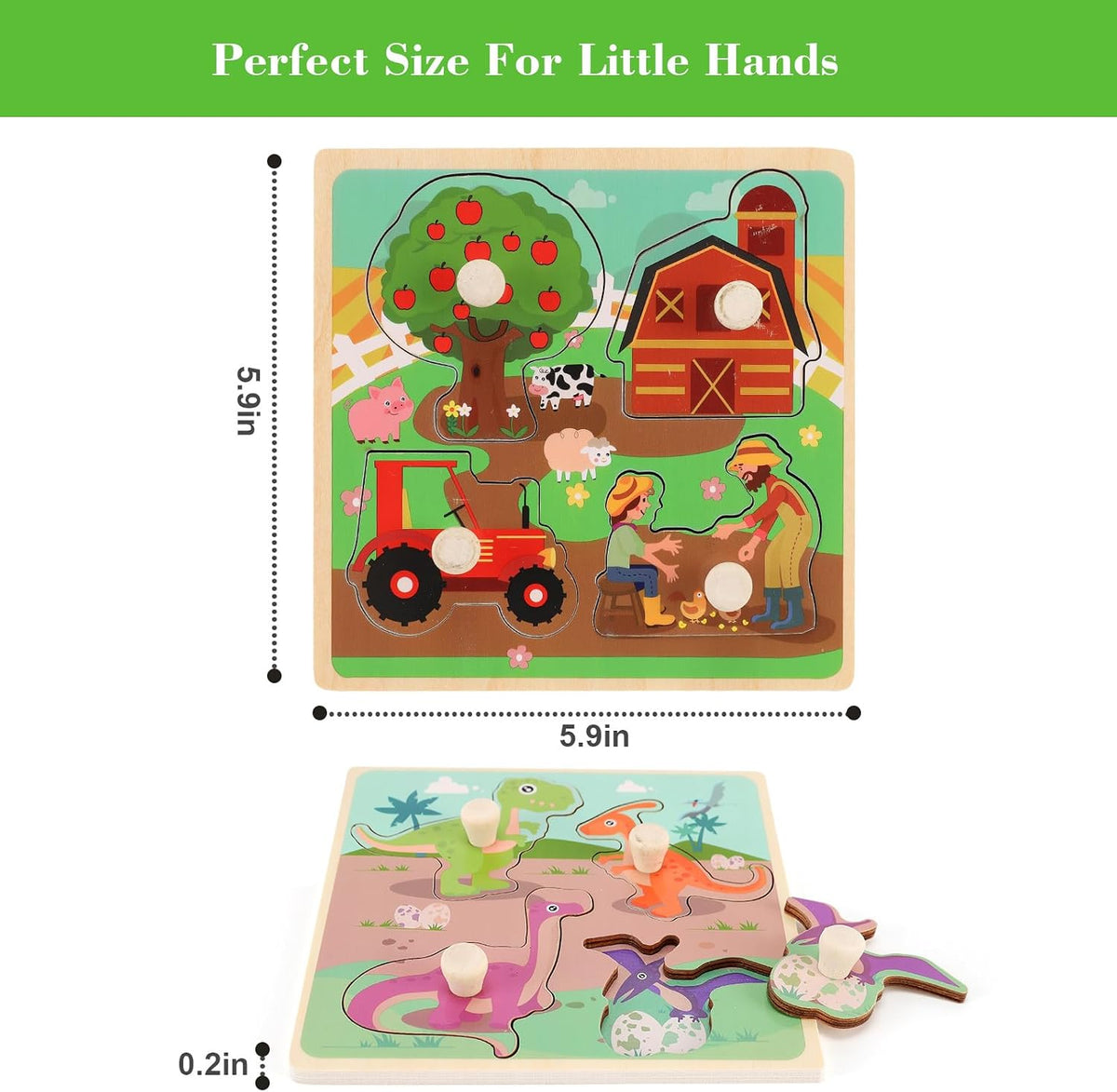 Wooden Peg Puzzles for Toddlers 1-3 - Style a - image 3