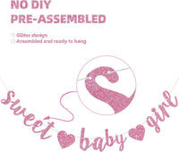 BEISHIDA Pre-Strung Glitter Champagne Girl Baby Banner Baby Shower - pink - image 3