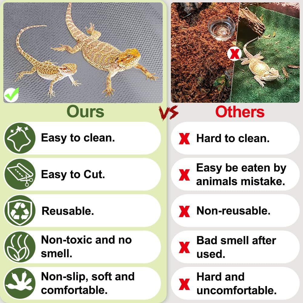 Reptile Carpet, Reptile Mat, Bearded Dragon - 1 PCS / Grey 24"×118" - image 3