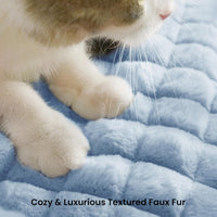 Cat Couch Bed with Fluffy Faux Rabbit Fur for Indoor Cats - Light Blue / Small: 24"L x 18"W x 10"Th - image 3