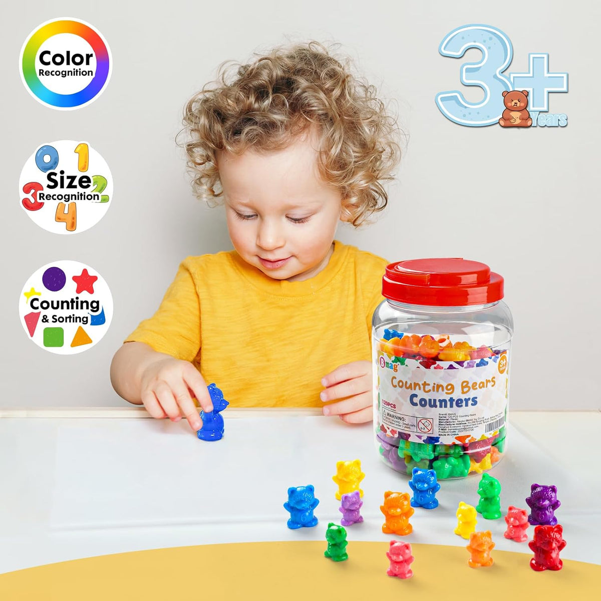Bmag Counting Bears with Matching Sorting Cups - 120 Bears (60 Large + 60 Small) - image 2