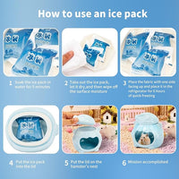 3-in-1 Bear Shaped Ceramic Hamster House - Cool House for Syrian Dwarf Hamsters, Mice, Gerbils， Small Pets, Top for Hamster Food, Removable Lid for Ice Packs, Cute Cool Hideout for Summer（Blue）