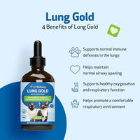 Pet Wellbeing Lung Gold for Cats - Lung Immune Support, Lower Respiratory Health, Open Airways, Normal Breathing, Reishi, Coptis - Veterinarian-Formulated Herbal Supplement - 4 oz (118 ml)