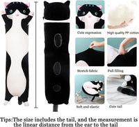 Long Cat Plush Pillow Soft Cat Hugging Pillow Stuffed Animal Pillow - Black / 35.43 inches - image 4