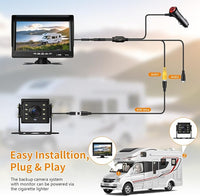 Wired Reverse Backup Camera with 7" Screen, Waterproof IP68, Night Vision Vehicle Camera for Truck, RV, Trailer, Vans, Bus - Tulakeey