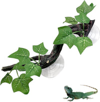 PINVNBY Reptile Corner Branch Resin Climb Tree Branch Decor - S 1PCS green Maple leaf
