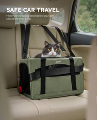 Pecute Cat Carrier Stable, Pet Carrier with Privacy Partition - Green Regular / 16.9"L x 11.0"W x 11.0"H - image 3