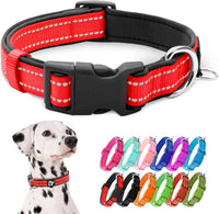 Reflective Dog Collar, Neoprene Padded Small Dog Collar, S - Large (Pack of 1) / Red