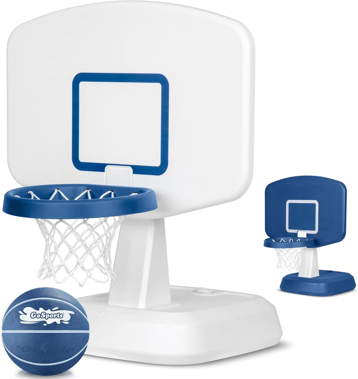 GoSports Splash Hoop Classic white pool basketball hoop with water basketball