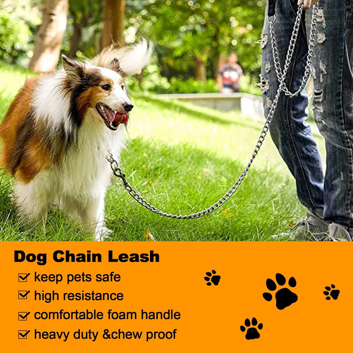 Heavy Duty Metal Dog Leash - 6 FTx3 mm (30-120 lbs) - image 4