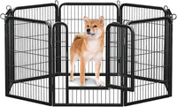 32 Inch Dog Playpen - 8 Panels Metal Pet Exercise Pen for Small-Medium Dogs, Indoor/Outdoor Dog Fence for Yard, Garden, Camping & RV Travel
