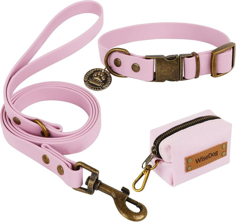 Wisedog Rubber Dog Collar with Quick Release, XS 8.5"-12" - Pale Pinkish Purple / S(Collar:10"-14";Leash:4 ft)