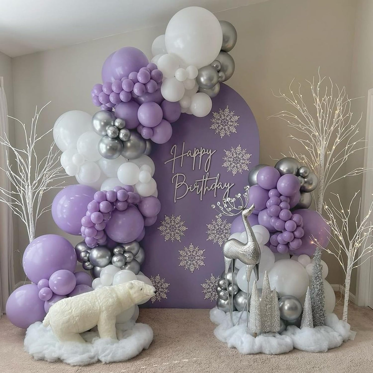 Blue Silver Balloon 12Inch Dark Metallic Blue Silver Confetti Latex - Purple and Silver - image 4