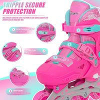 Nattork adjustable inline skates for kids with light-up wheels and checkerboard upper - view 30
