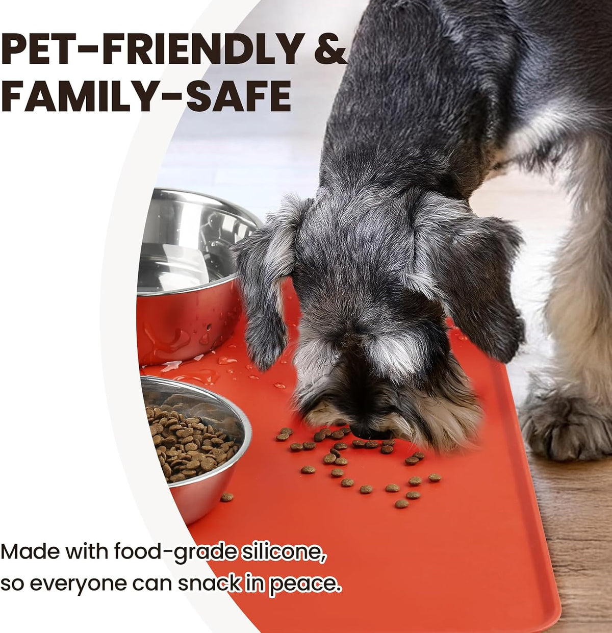 VIVAGLORY Pet Food Mat Flexmat Dog Bowl Mat, S - Orange / S (18.9 x 11.8in) - image 3