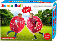 SUNSHINE-MALL 2 pc Sumo Balls for Kids, Bubble Bounce Ball - red+red