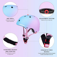 Kids Bike Skateboard Helmet Pad Set - S(18"-20.5"/ 2 -7years) / Blue pink - image 3