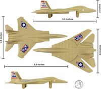 TimMee plastic army men combat fighter jets, 4 green toy airplanes - view 2