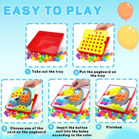 Button Art Toys for Toddlers Ages 3+, Mosaic Peg Board – Fun for Kids & Family - toucan - image 3
