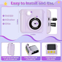 Instant Print Camera for Kids - 2.4 Inch Kids Camera Instant Print with Paper & 32G Card- Digital Children Toys as Christams Birthday Gifts for Girls Boys Age 3-12 - Purple