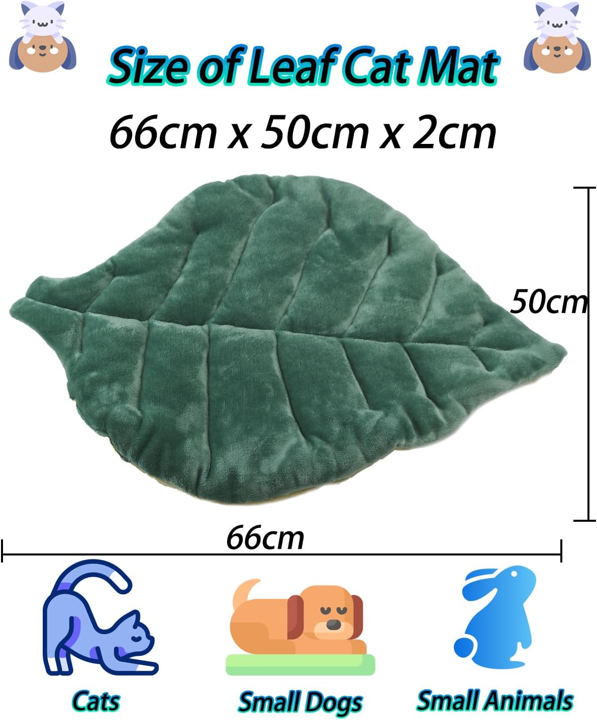 Cat Mat Self Warming Cat Bed 26"x20" Leaf Shaped Cotton Soft Warm Pet - image 2