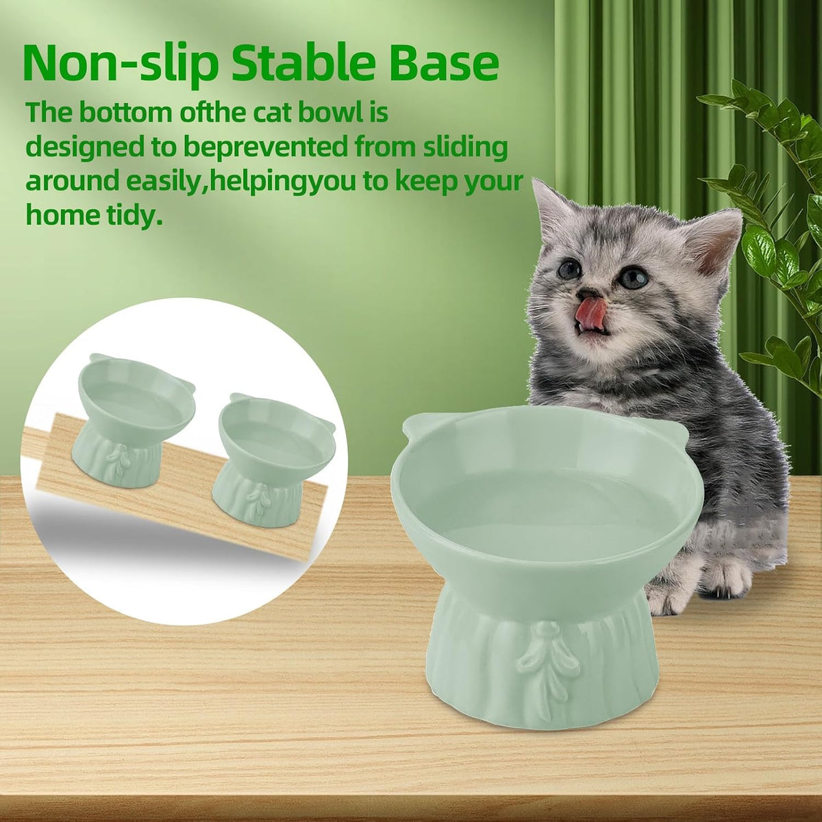 Elevated Cat Bowls 2-Pack - Green - image 4