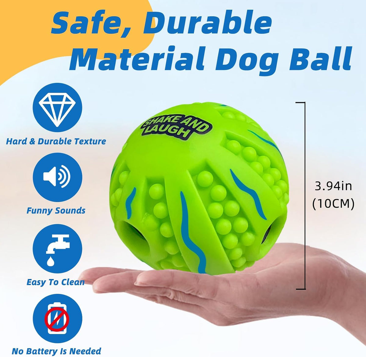 Dog Toys Ball, Interactive, M - Spiky, Wave / L 3.94 in (10 cm) - image 2