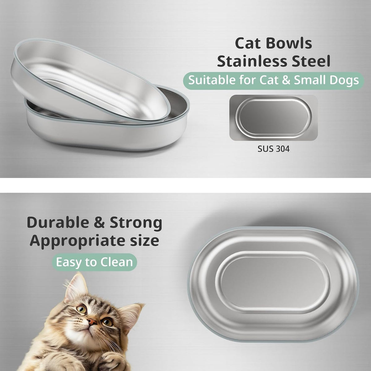 Bowl & Mat Set for Automatic Microchip Cat Pet Feeder - Silver Bowls / 2+1 Pack - image 4