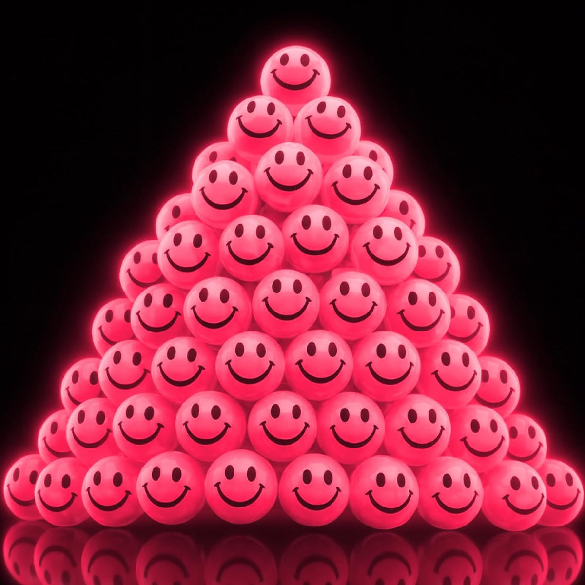ArtCreativity Glow in the Dark Orange Smiley Face Bouncing Balls - Pink