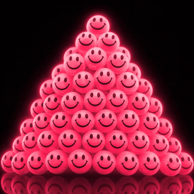 ArtCreativity Glow in the Dark Orange Smiley Face Bouncing Balls - Pink