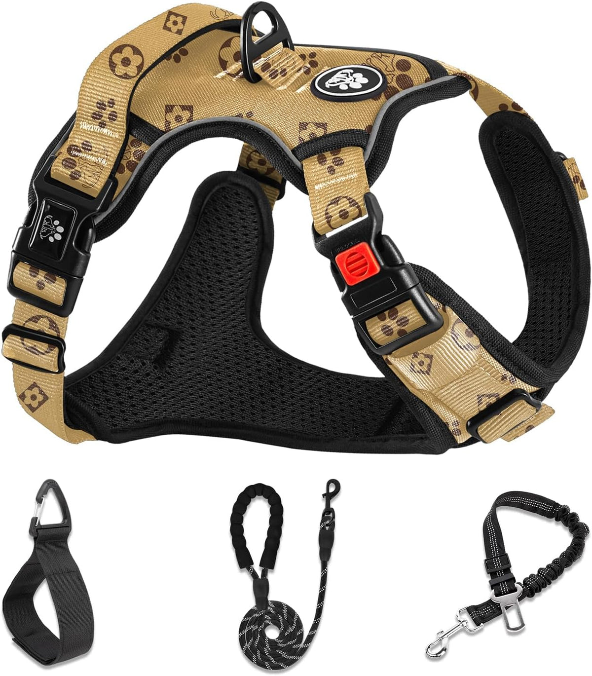 NESTROAD Dog Harness for Medium Sized Dog - Light Brown / Small