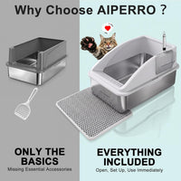 AIPERRO Stainless Steel Litter Box - Silver Grey / X-Large - image 3