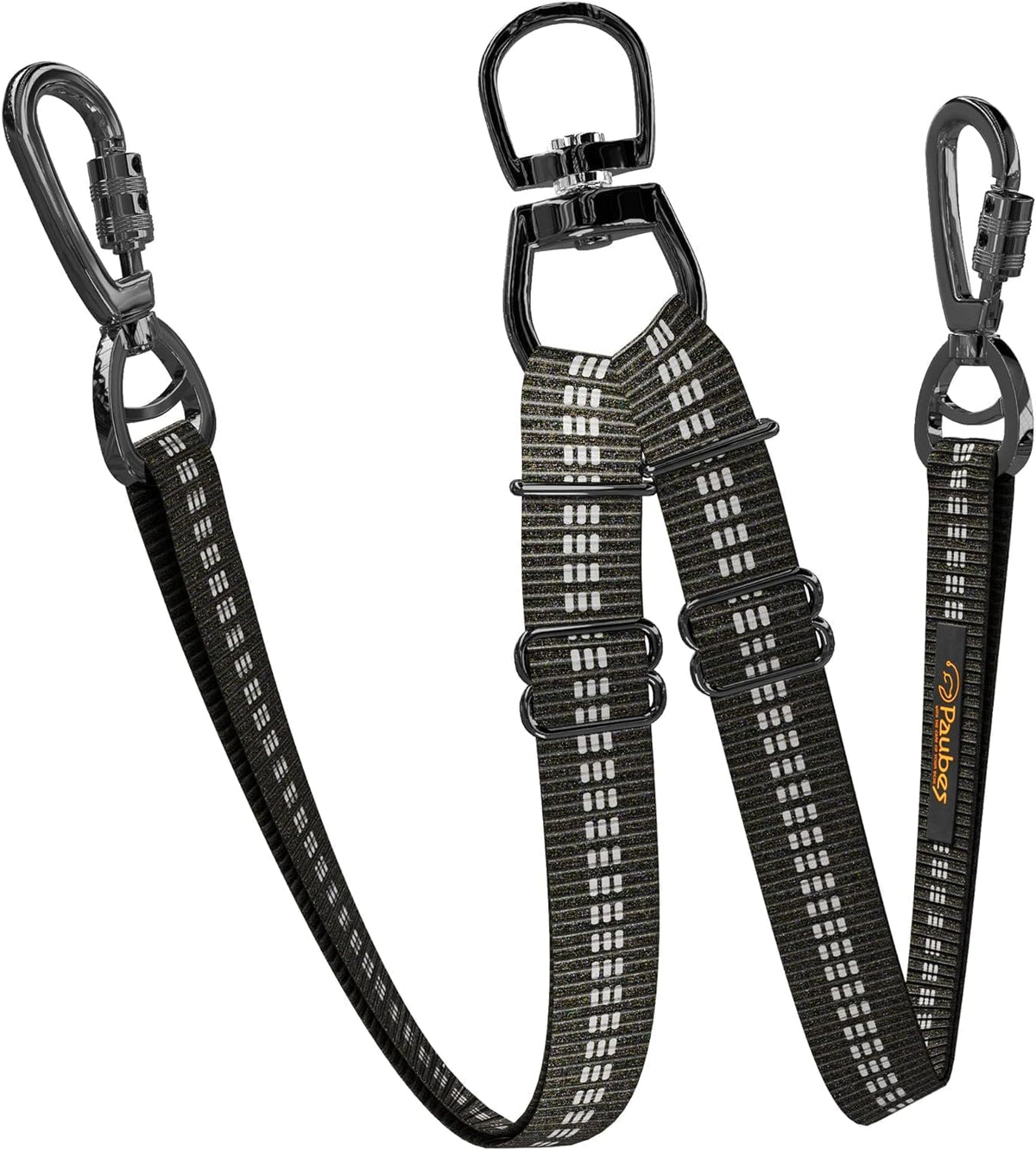 Double Dog Leash, Adjustable Length Long Leash for Dog Training - Black / 2 dog leash