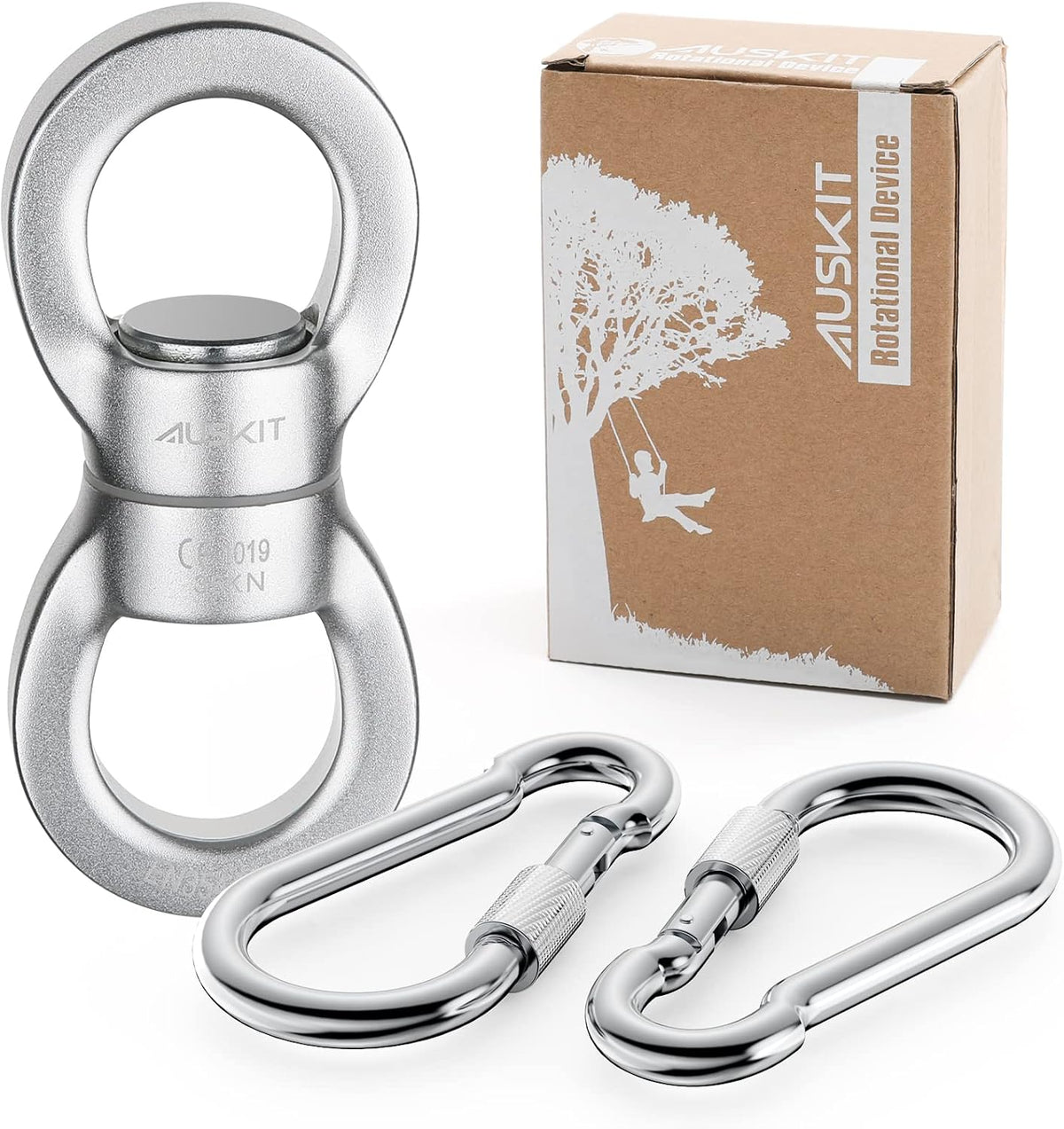 Black Swing Swivel, 30 KN Safest Rotational Device Hanging Accessory – Fun for Kids & Family - 35 KN / Silver