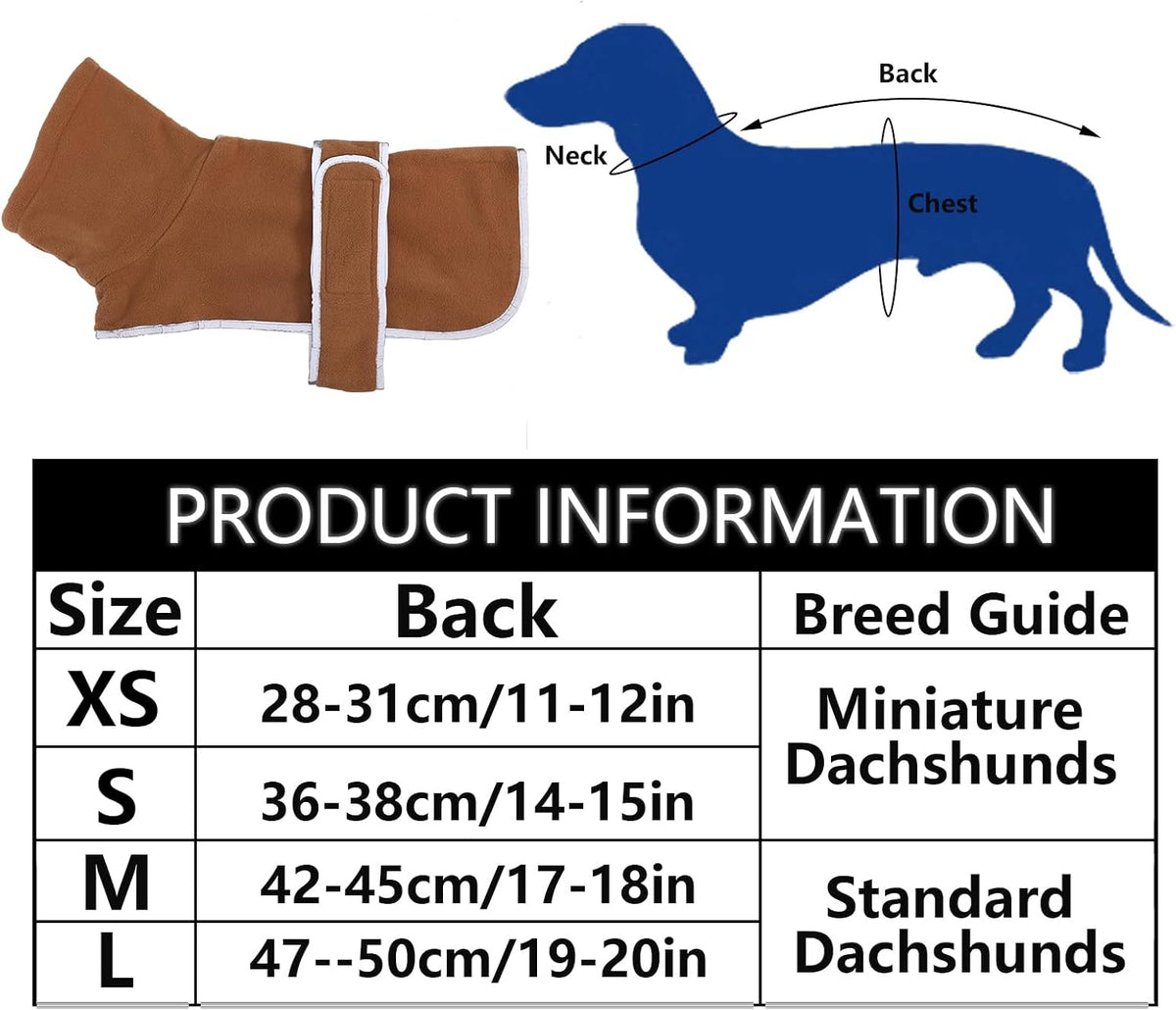 Dachshund Sweaters, Dachshund Coat Perfect Dog Winter Coat with Padded Fleece Lining - X-Small / Brown - image 4