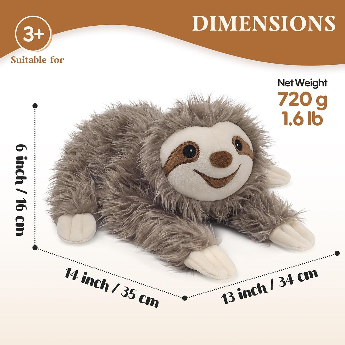 Capybara Stuffed Animals, Microwavable Stuffed Animal Adorable Fluffy Capybara Plush for Warmth - Sloth - image 3
